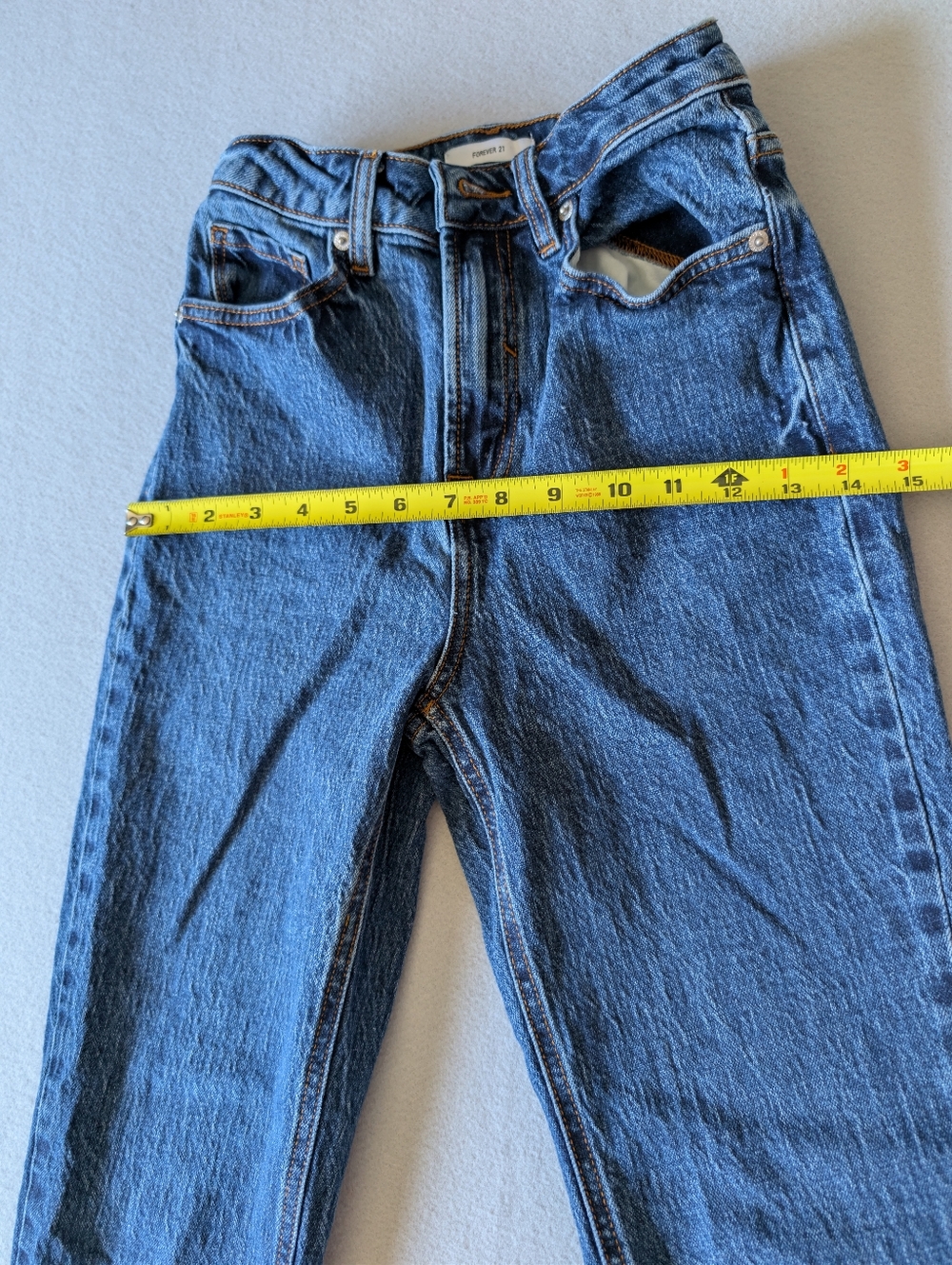 Classic High Waist Straight Blue Jeans Denim 99% Cotton 24" Cowgirl Minimalist image 3
